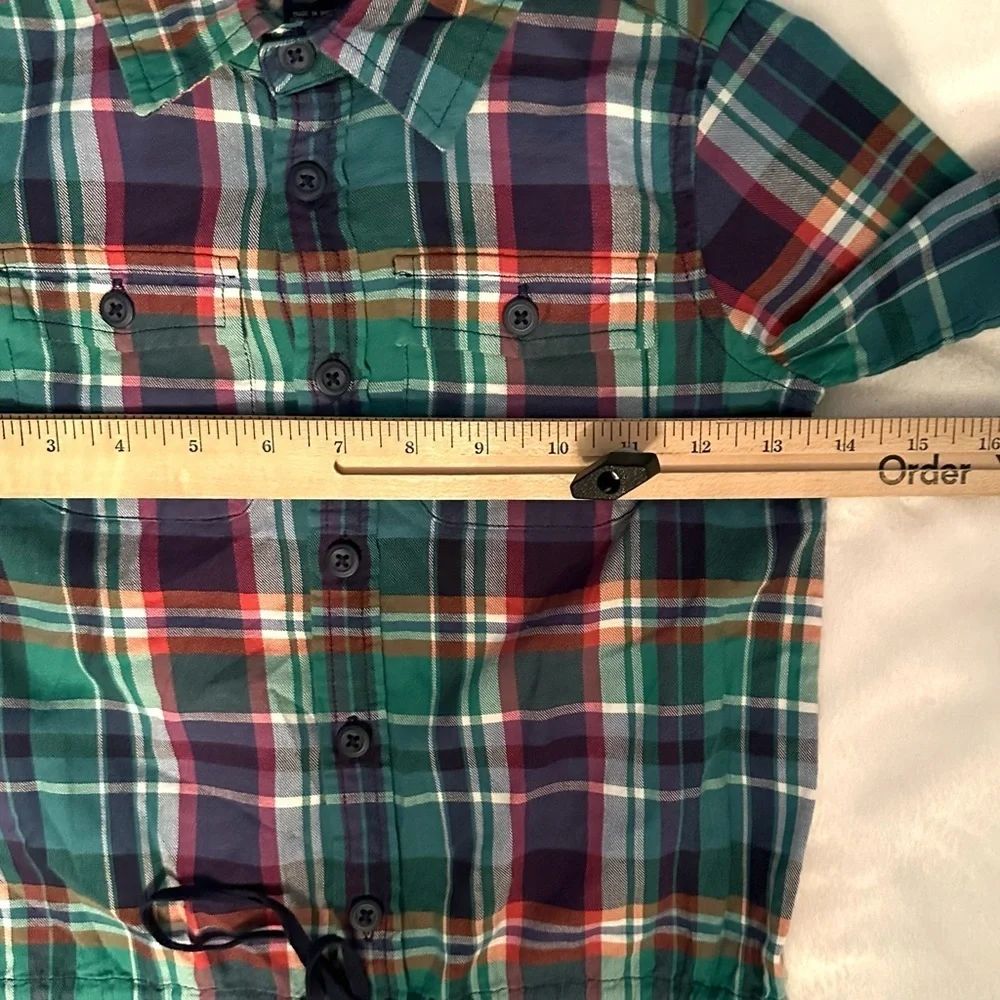 Ralph Lauren Tartan Plaid Shirt Dress Tunic Kids Girls 7 navy green red cotton